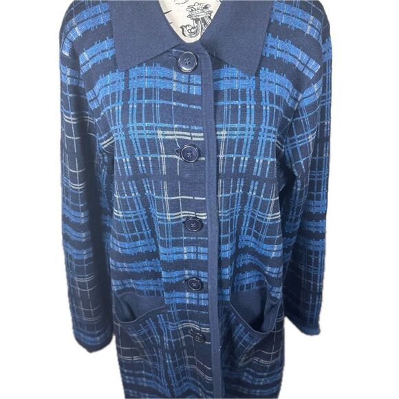 Pendleton Sketchbook Long Line Cardigan 100% Merino Wool Plaid Sweater Sz L - Picture 2 of 9
